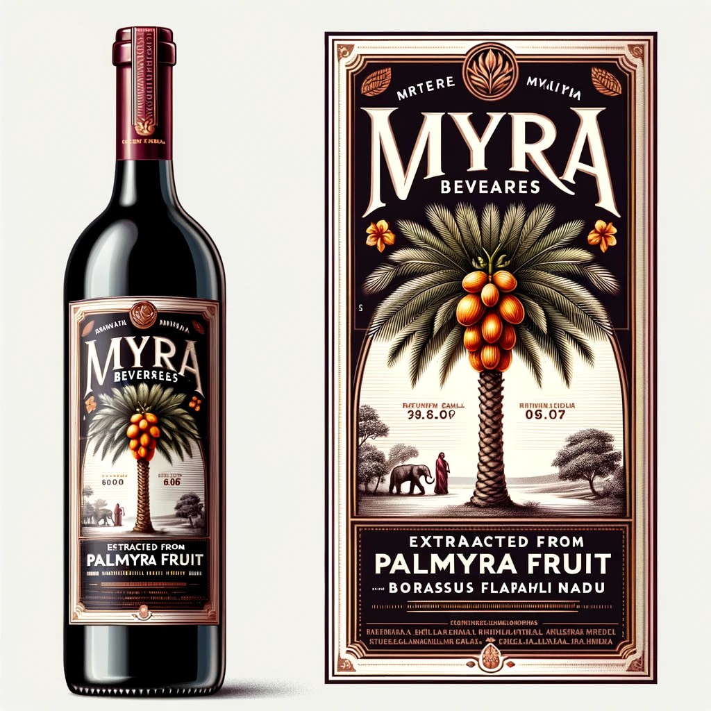 Myra wine labeled bottle